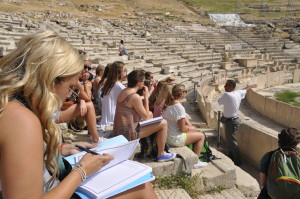 Class at Greece Ruins