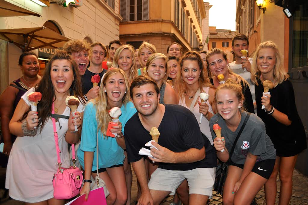 Friends enjoying Gelato in Rome